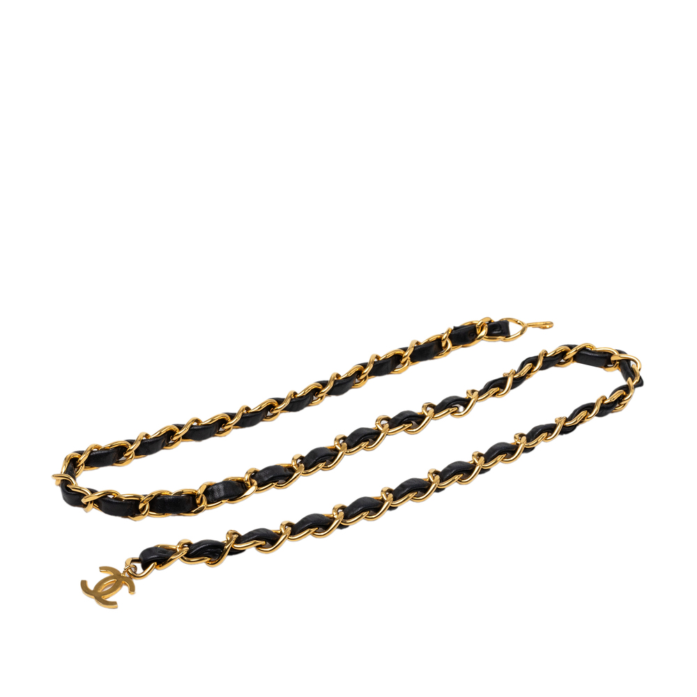 Pre-Loved Chanel CC Gold Plated Leather Woven Chain Link Belt